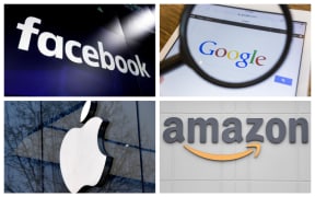 Logos of Facebook, Google, Amazon and Apple