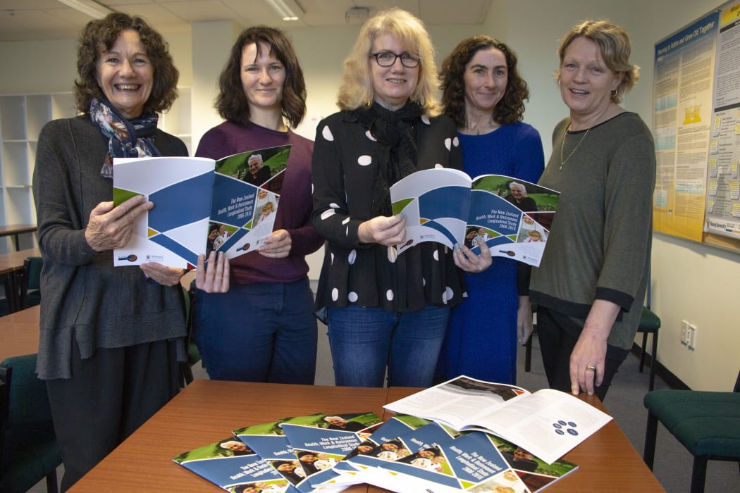 (from left): Massey University’s Health in Ageing Research Team (HART) researchers Professor Christine Stephens, Dr Joanne Allen; Professor Fiona Alpass; Dr Mary Breheny and Vicki Beagley.