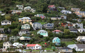 230414. Photo Diego Opatowski / RNZ. Christchurch. Houses on the hills in Lyttelton.