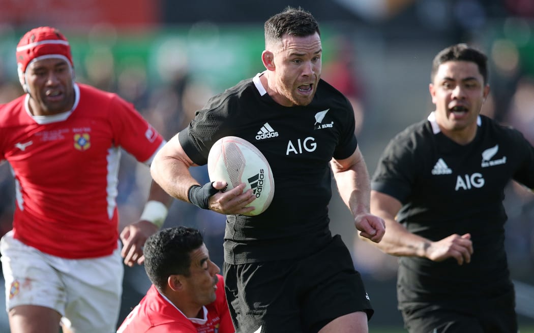 All Blacks midfielder Ryan Crotty on the burst in the side's big win over Tonga.