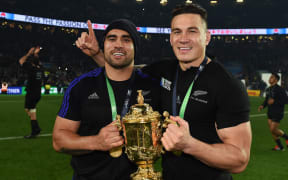 Liam Messam and Sonny Bill Williams celebrate winning the World Cup 2015.