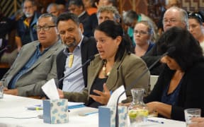 The chairwoman of Te Kotahitanga o Te Ātiawa, Liana Poutu (centre) said the Parihaka example showed a way forward outside of legislation and the Treaty process.