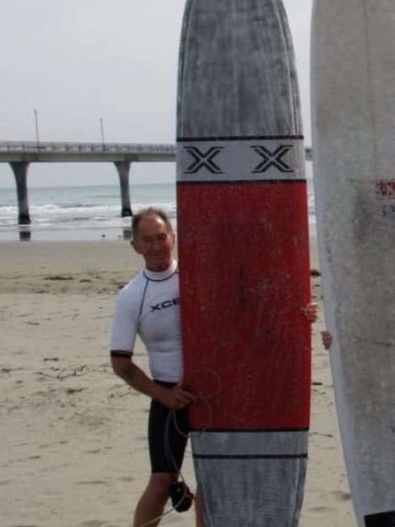 Ron Carter with his Thunderbolt Cruiser longboard