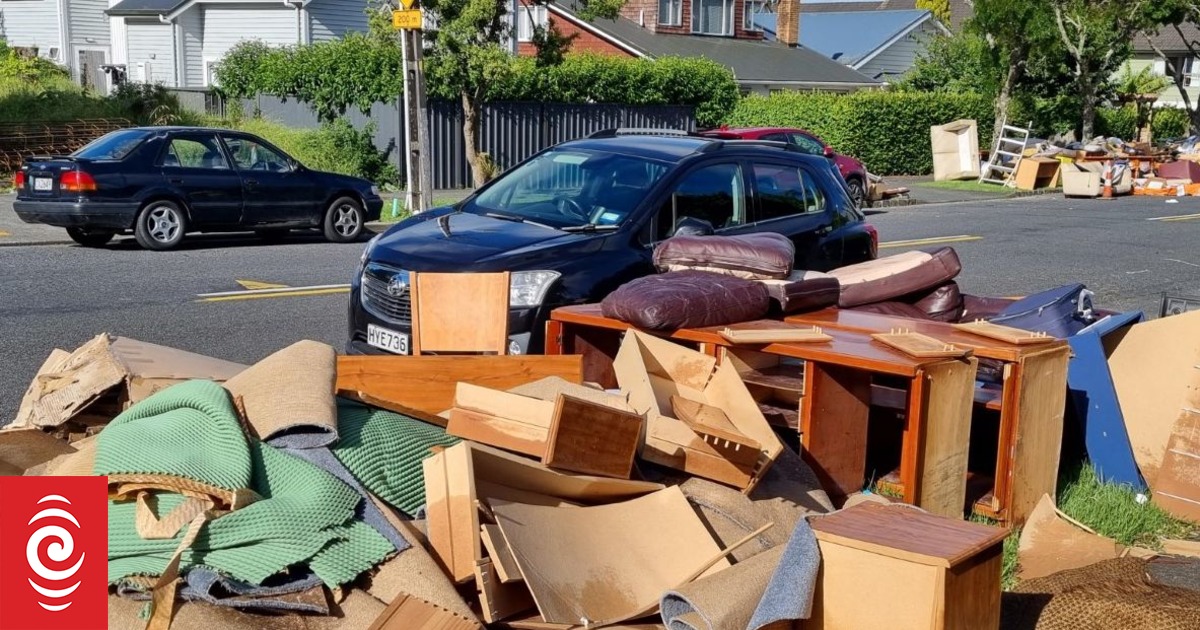 Flooddamaged rubbish piled on Auckland streets a hazard RNZ