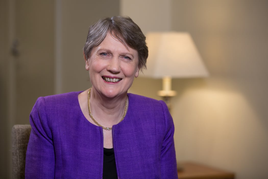 Helen Clark after her interview with Guyon Espiner in 2016