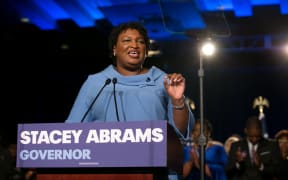 Stacey Abrams addresses supporters.