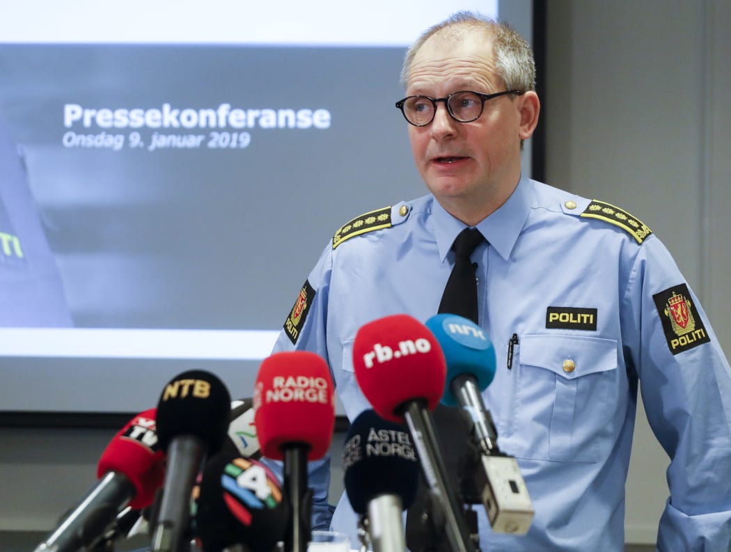 Police inspector Tommy Broske attends a press conference in Lillestrom, some 20 km north of Oslo, January 9, 2019 on the kidnapping of wife of a Norwegian multi-millionaire Tom Hagen, Anne-Elisabeth Falkevik missing for 10 weeks.