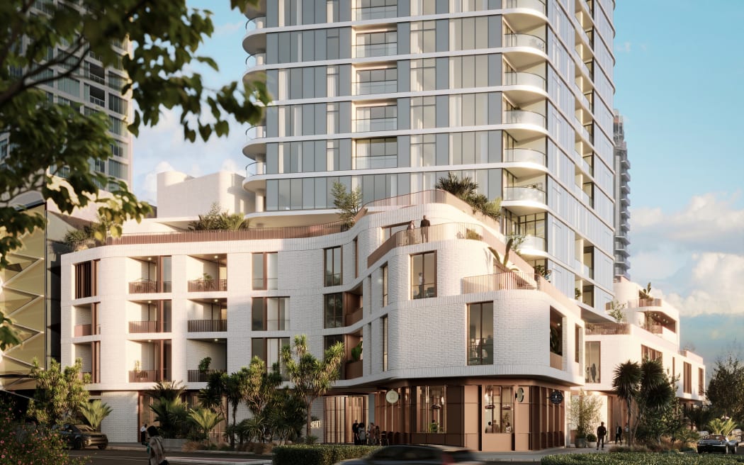 A render of the proposed Takapuna build-to-rent development.