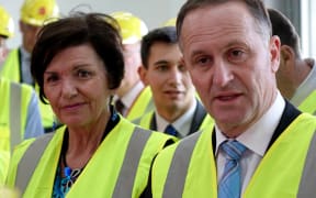 100914. Photo Kim Baker Wilson / RNZ. National leader John Key and National's Corrections spokesperson Anne Tolley on the grounds of Wiri Men's prison, under construction.