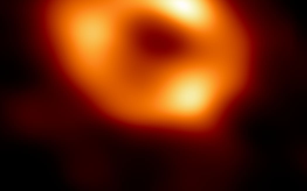 This is the first image of Sgr A*, the supermassive black hole at the center of our galaxy.