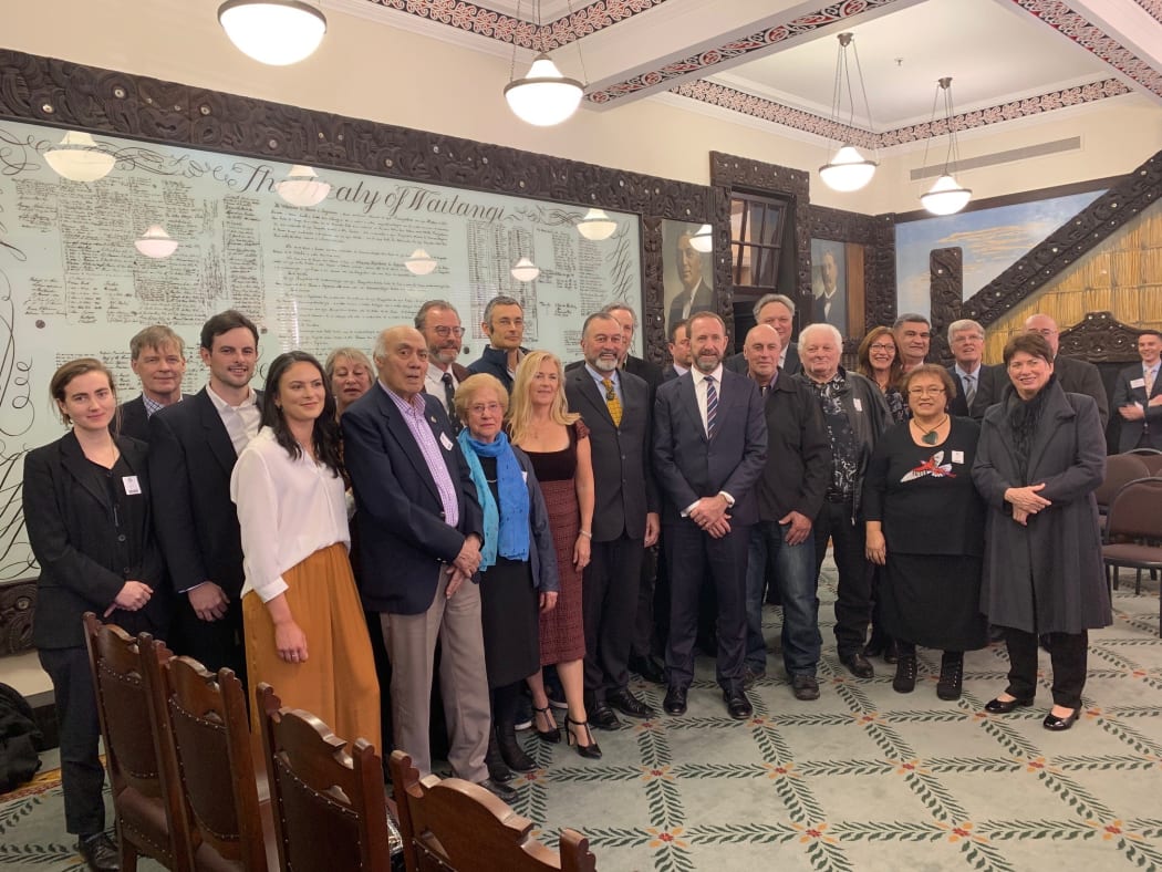 Group of Moriori members and crown representatives at today's settlement.