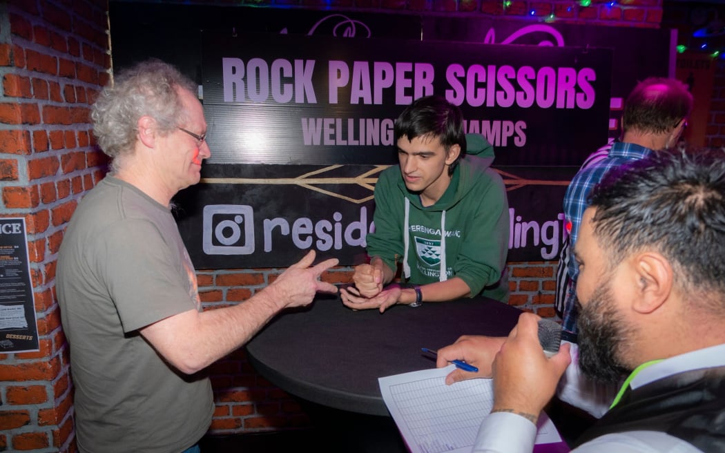 George Shiers, who placed 5th out of 100, competes against the eventual runner-up in the Rock Paper Scissors Championship