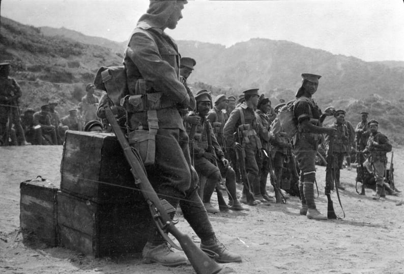 Maori Contingent soldiers at No 1 Outpost, Gallipoli, Turkey, 1915.