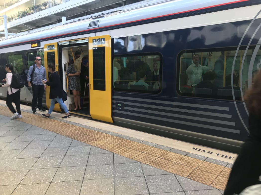 A crowded Auckland train as 'March madness', combined with a rail worker strike, begins.