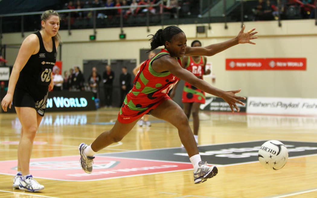 Joyce Mvula way back in 2013 - Silver Ferns v Malawi, TSB Bank Arena, Wellington, New Zealand. Photo: Justin Arthur / photosport.co.nz