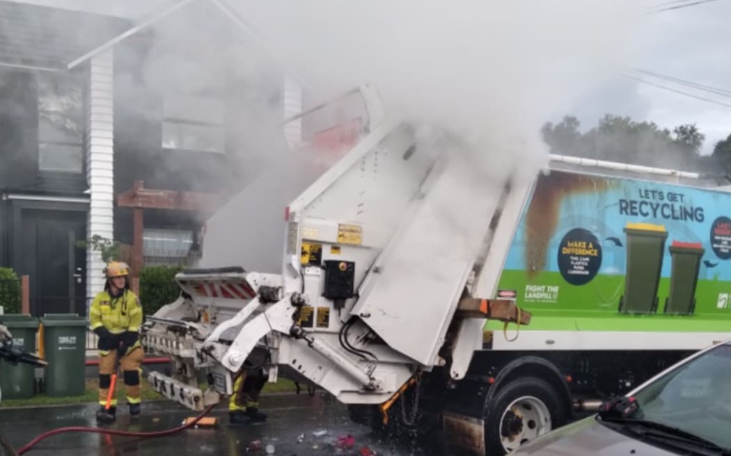 An improperly disposed of lithium battery caused a fire in a Hamilton recycling truck.