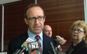 Andrew Little speaks to the media after his first major speech as Labour party leader.