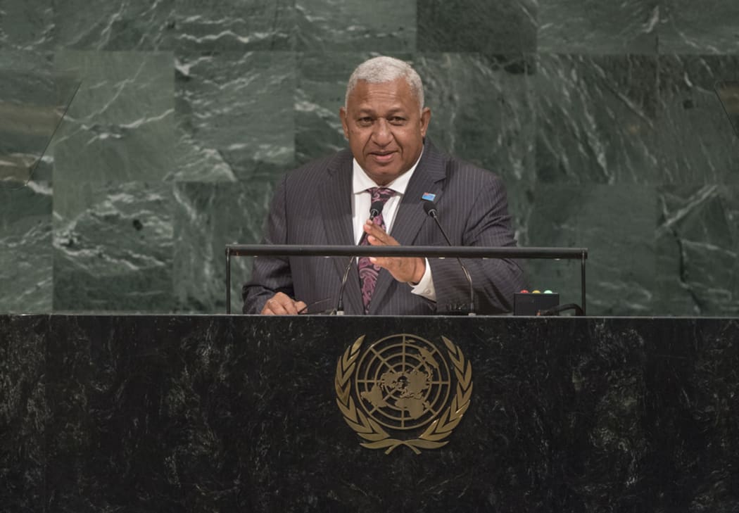 Frank Bainimarama contributing to the general debate of the 72nd Session of the UN General Assembly.