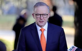 Australian Prime Minister Anthony Albanese speaks with media after Parliamentary church service in Canberra on July 26, 2022.