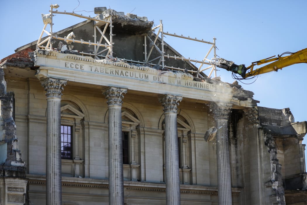Demolition begins on Christchurch's Catholic cathedral frontage