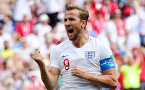 England's forward Harry Kane celebrates after scoring his team's fifth goal during the Russia 2018 World Cup Group G football match between England and Panama at the Nizhny Novgorod Stadium in Nizhny Novgorod on June 24, 2018. / AFP PHOTO / Martin BERNETTI