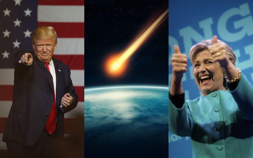 One in four young people would prefer a meteor to destroy Earth than see Donald Trump, left, or Hillary Clinton, right, in the White House.