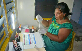 Kiribati Family Health Association Lab Technician on Abemama Island
