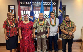 From left - Taneti Maamau Kiribati President, Kitlang Kabua Marshall Islands Foreign Minister, David Panuelo FSM President, Surangel Whipps Jr Palau President and Russ Kun President of Nauru. February 2023