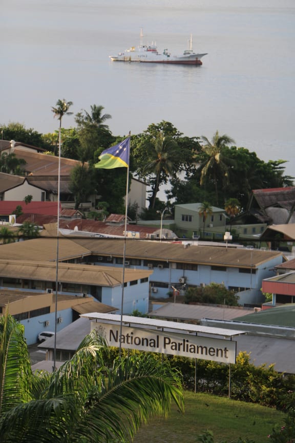 Honiara port, ships, boats, houses, parliament - Solomon Islands