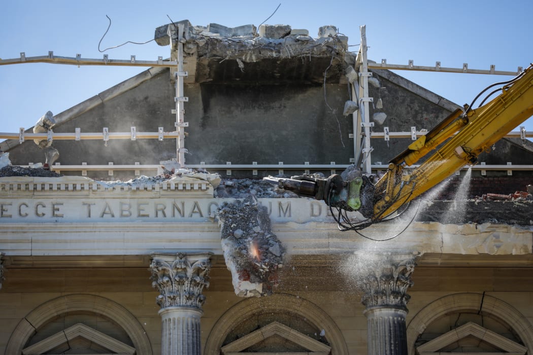 Demolition begins on Christchurch's Catholic cathedral frontage
