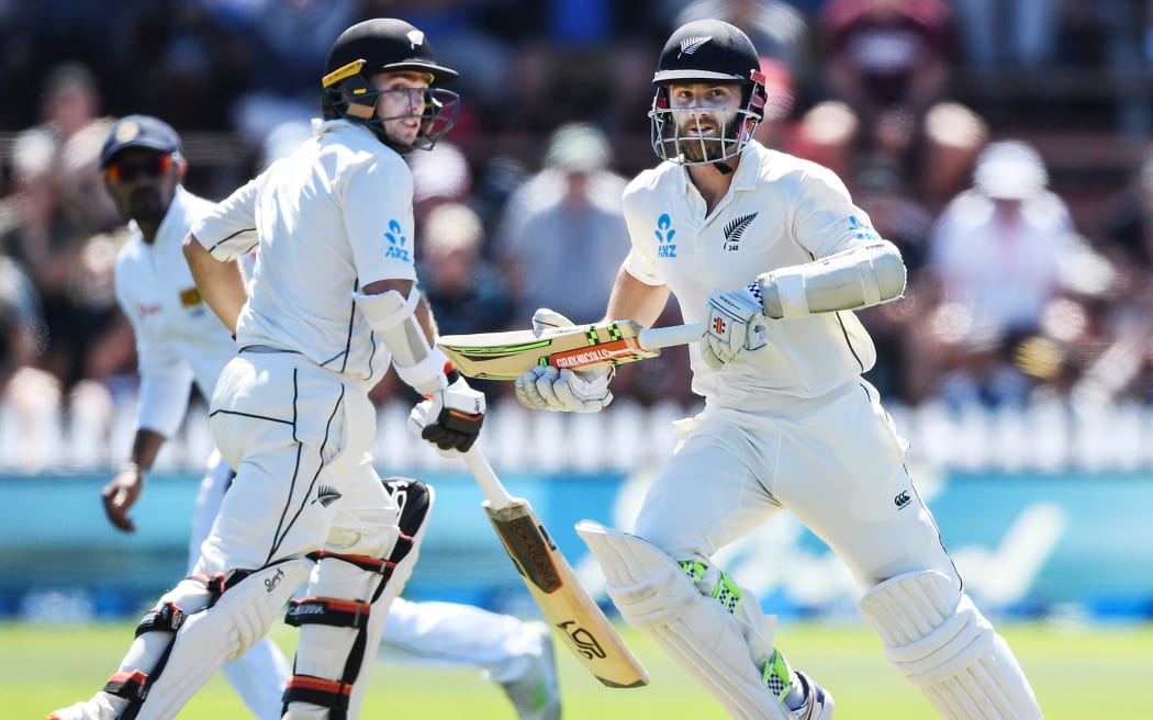 New Zealand captain Kane Williamson, right, and Tom Latham bat together at the Basin reserve.