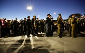 Troops gathered at the Dawn Service in Wellington.