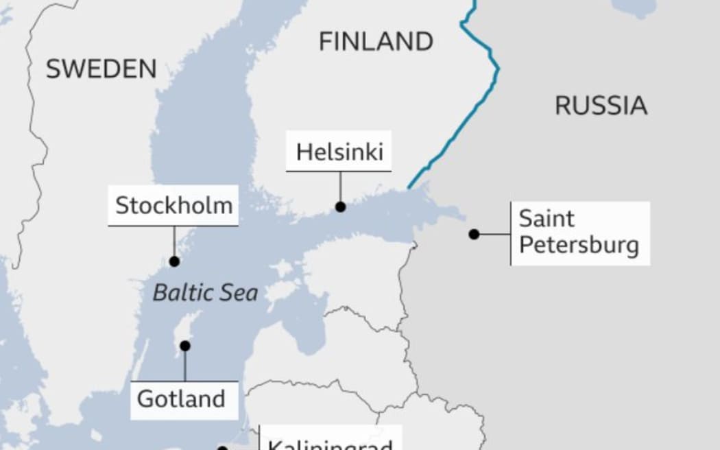 Map showing Russia, Sweden and Finland