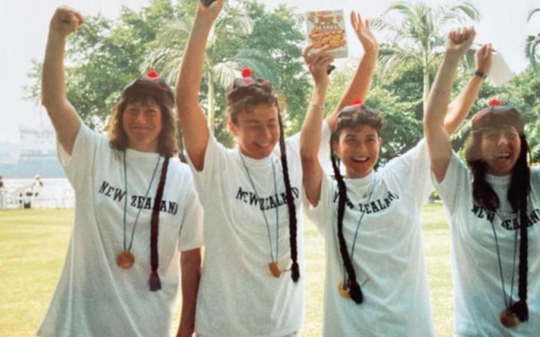 Maureen Jacobson, far left, who played for NZ at Football World Cup