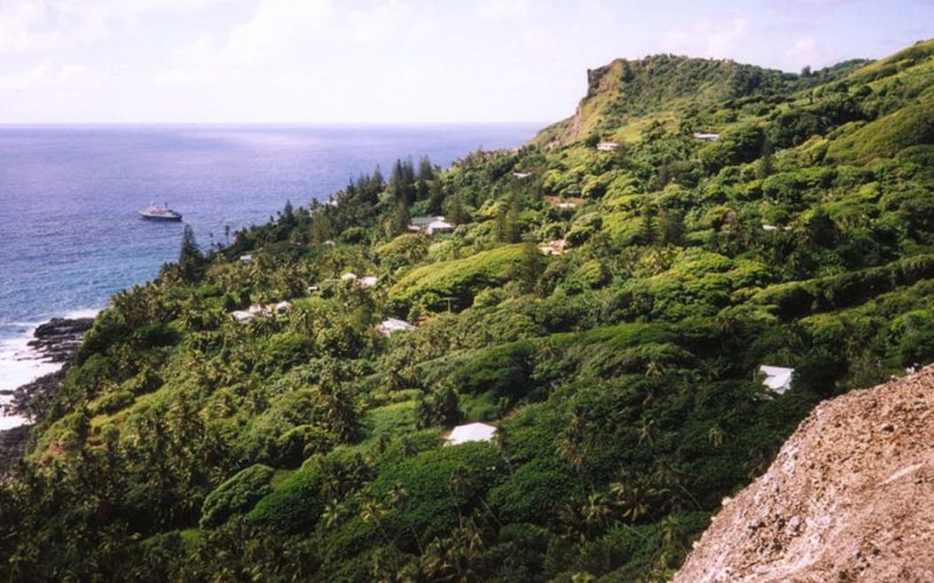 Pitcairn Islands showing the settlement of Adamstown.