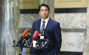 National leader Simon Bridges speaks to media during a press conference at Parliament on 21 April 21 2020.
