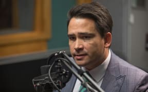 Simon Bridges in the RNZ Auckland studio for an interview on Morning Report.