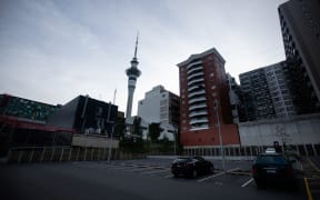 Auckland central on the morning of 26 March, on the first day of the nationwide Covid-19 lockdown.