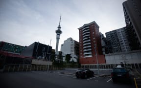 Auckland central on the morning of 26 March, on the first day of the nationwide Covid-19 lockdown.