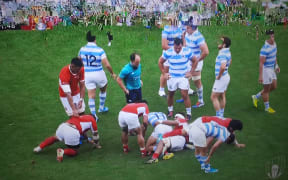 Interference seen on one Spark Sport user's screen during the Argentina v Tonga match.