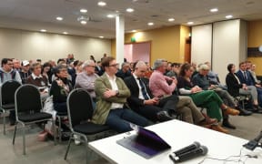 About 150 people attended a meeting on safety in Wellington CBD, 12 March 2021.