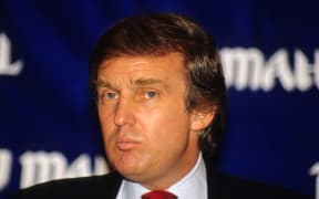 Donald Trump at a new conference in 1989.