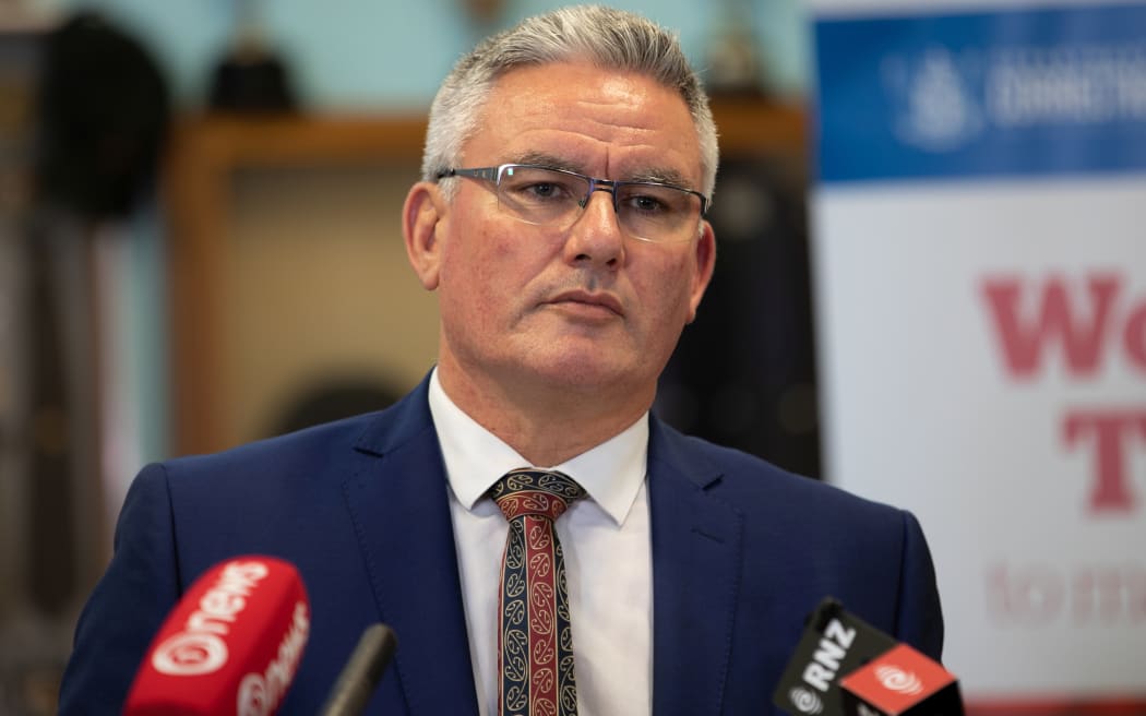 Corrections Minister Kelvin Davis at the announcement.