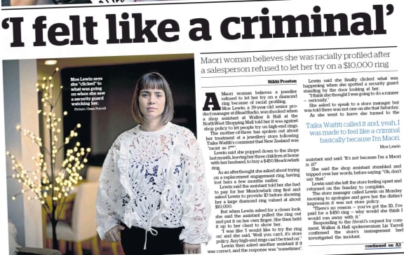 Taiki Waititi's claims about "profiling" were cited in this Herald front-page story on Friday.