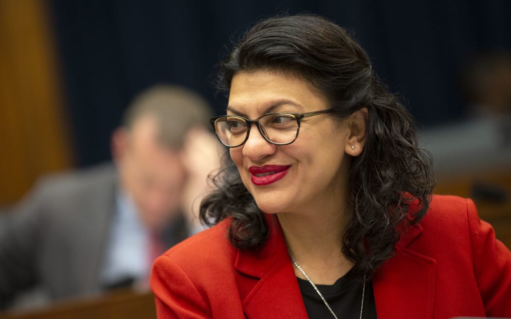 United States Representative Rashida Tlaib (Democrat of Michigan) at the House Financial Services Committee hearing on Capitol Hill in Washington D.C., U.S. on May 22, 2019.