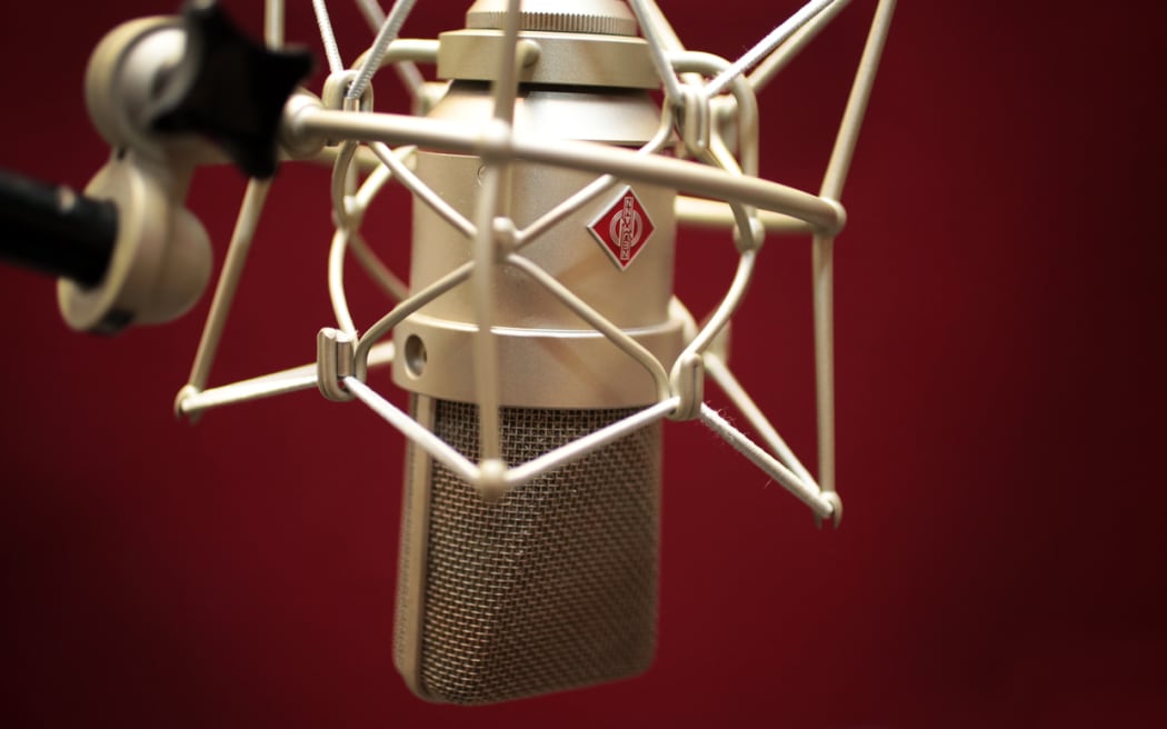 150714. Photo Diego Opatowski / RNZ. Generic radio studio. Microphone, Onair, console