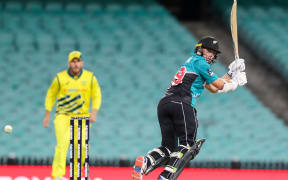 Tom Latham in action in the first Chappell Hadlee ODI