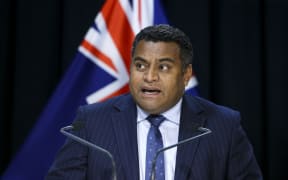 Minister for Broadcasting, Communications and Digital Media Kris Faafoi speaks during a media conference at Parliament on 23 April 2020 in Wellington.