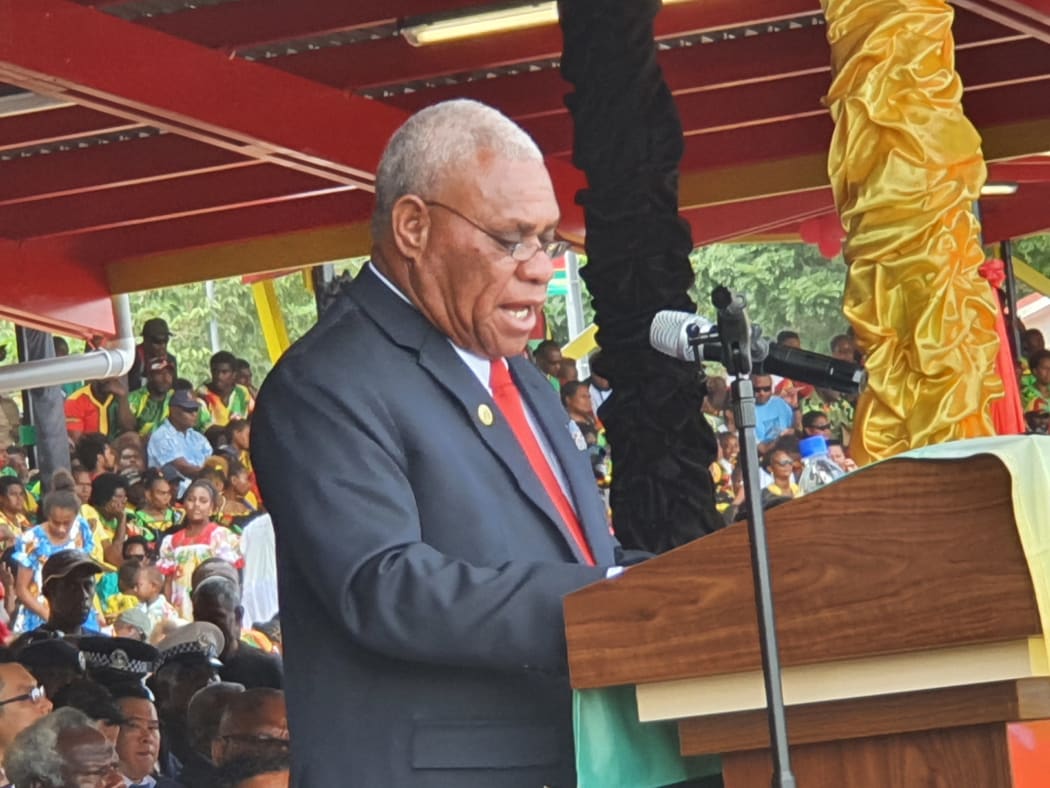 Vanuatu PM Bob Loughman speaks during independence celebrations