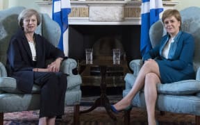 Britain's new Prime Minister Theresa May,  meets with Scotland's First Minister Nicola Sturgeon in Bute House in Edinburgh, on 15 July 15, 2016.
